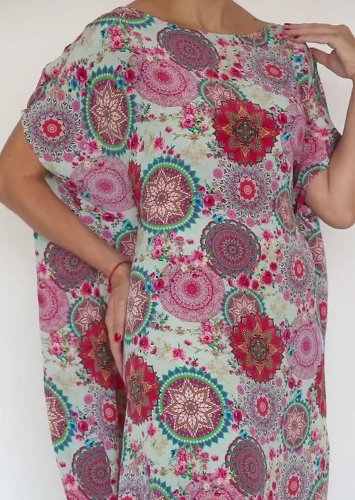 Dual look — cinched front, fluid drape in motion