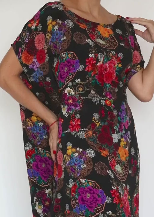 Dual look — cinched front, fluid drape in motion