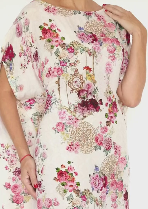 Dual look — cinched front, fluid drape in motion