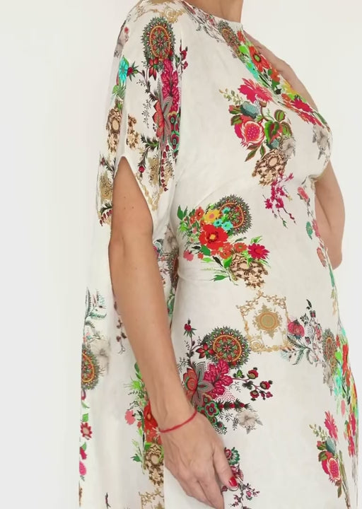 Dual look — cinched front, fluid drape in motion