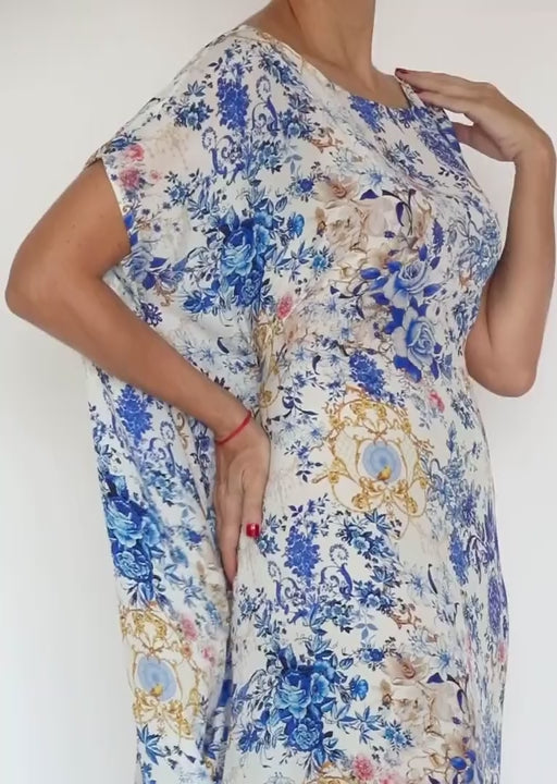 Dual look — cinched front, fluid drape in motion